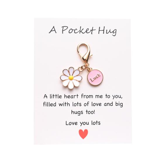 Цветок Удачи Карманное Объятие Брелок Вдохновляющий Бабочка/Пчела/Божья Коровка Цветок Брелок Шарм с Карточкой Подарки для Женщин Подруг Коллег