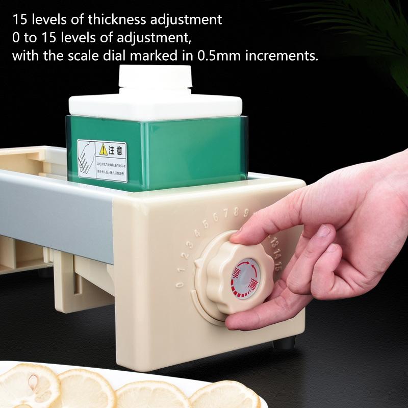 QH-139 fruit slicer manual vegetable cutting machine fruit slicer 15 gear adjustable cutting thickness lemon slicing tool.