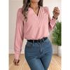 Женская элегантная деловая офисная блузка с многослойным V-образным вырезом и длинным рукавом, нарядные рубашки, рабочие топы