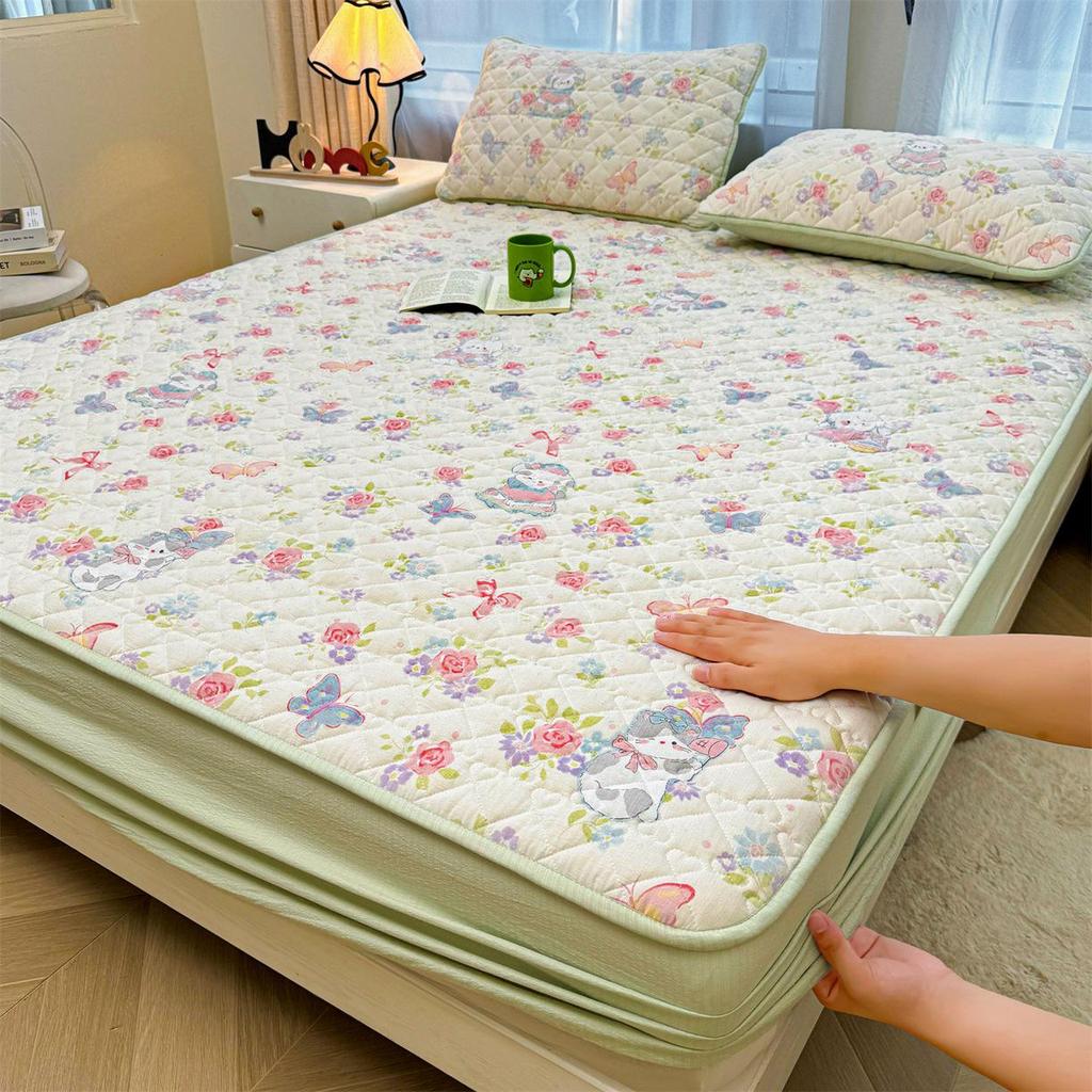 Ретро Стеганый Хлопковый Подогнанный Комплект Постельного Белья - 3 Предмета Издание 2025