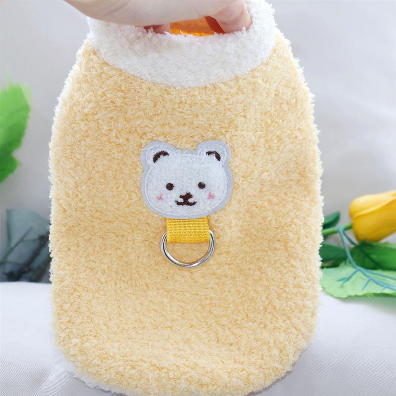 Autumn pet warm fleece traction dog clothes Teddy panda cat summer small dog autumn and winter clothes