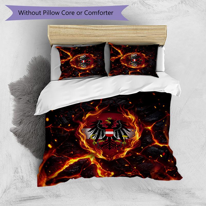 Austria Football Printed Bedding 3 Piece Set Cozy Breathable Bed Cover Set as Housewarming Holiday Gift