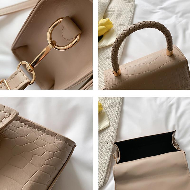 Yogodlns Retro Women Bag Western Style Shoulder Bag Handbag Korean Version Crocodile Pattern Small Square Bag Fashion And Simple Crossbody Bag