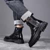 FashionMale Leather Motorcycle Boots 2024 New Warm Winter Footwear Mens All-match Casual Shoes High Top Versatile Classics Male Boots