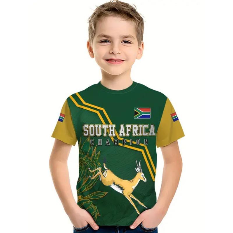 Детская футболка с 3D-принтом, летняя футболка с круглым вырезом и короткими рукавами для мальчиков в стиле аниме с 3D-принтом