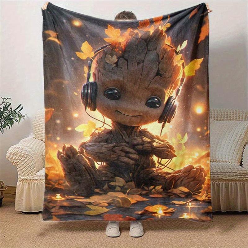 1pc Groot Printing Blanket - Soft, All-Season Throw for Office Blanket,  | Personalized Gift with Adorable Cartoon Design