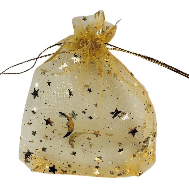 100PCS Stars & Moon Design Organza Sheer Gauze Element Jewelry Bags Tulle Fabric Wedding Gift Bags Sachet OrganzaGift Bag