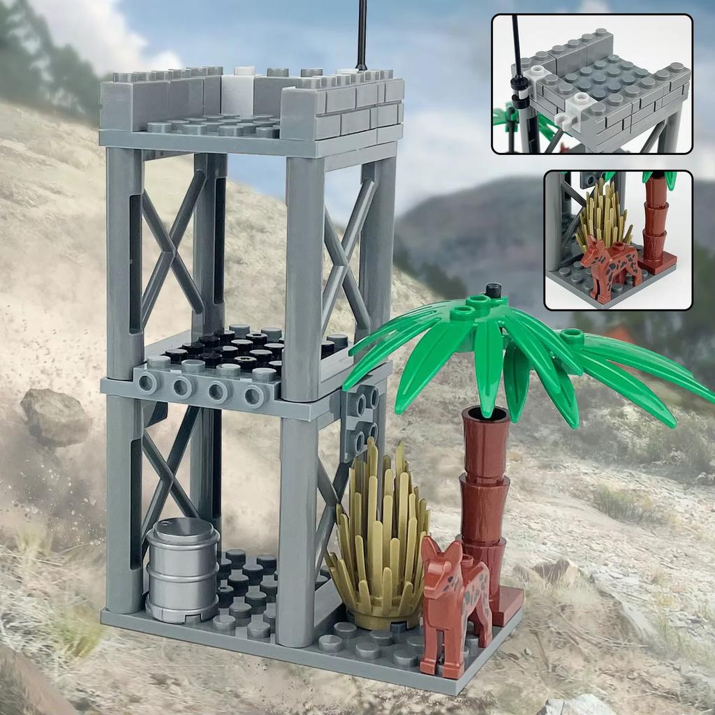Детские конструкторы Игрушки Оборонительная и военная сцена Наблюдательная вышка Командный пункт Сигнальная база Полицейское проволочное ограждение Кронштейн