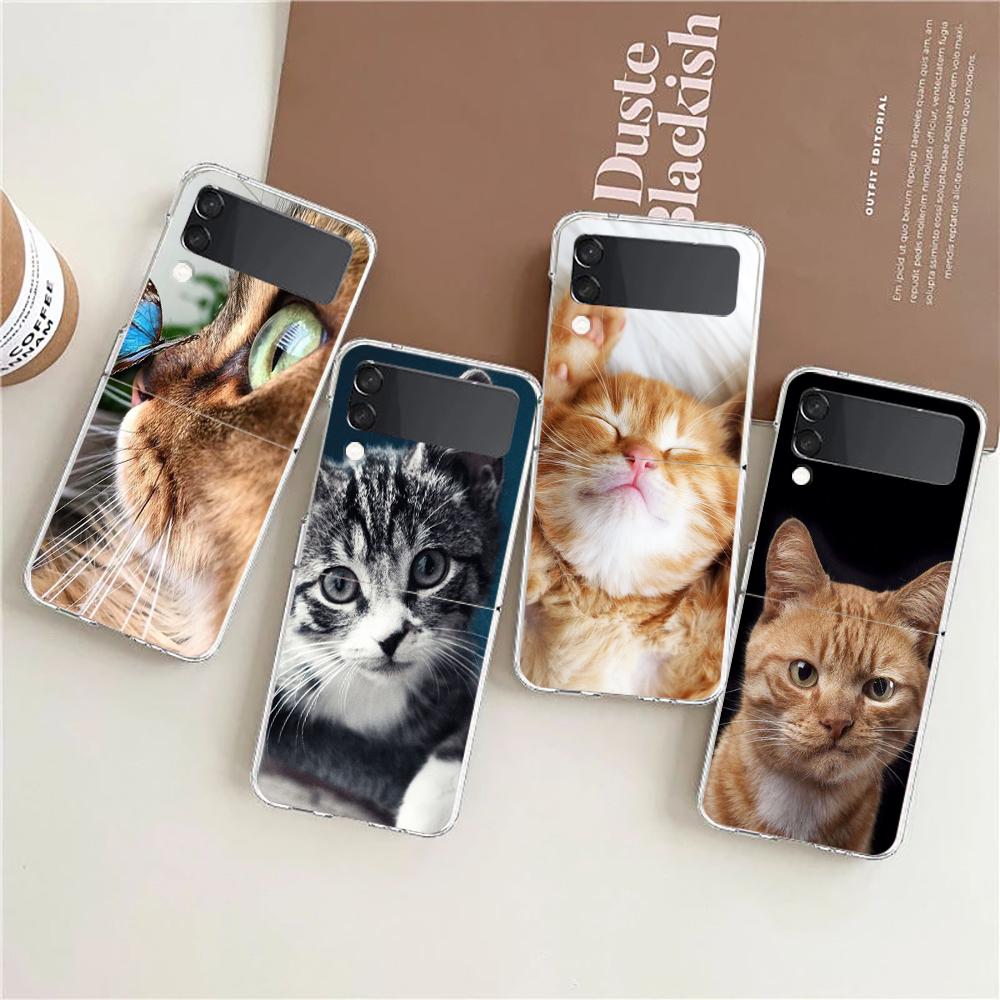 Мультяшный милый фон с котами прозрачный чехол для телефона Samsung Galaxy Z Flip 4 тонкий прочный чехол для Galaxy Z Flip 3 5G чехол