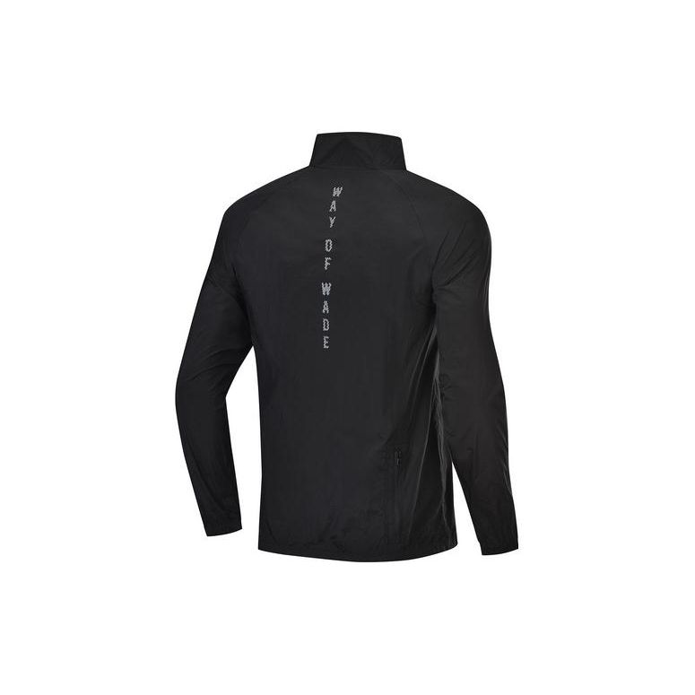 Мужская спортивная куртка с принтом букв серии Li Ning Wade и воротником-стойкой, черная AFDP113-1