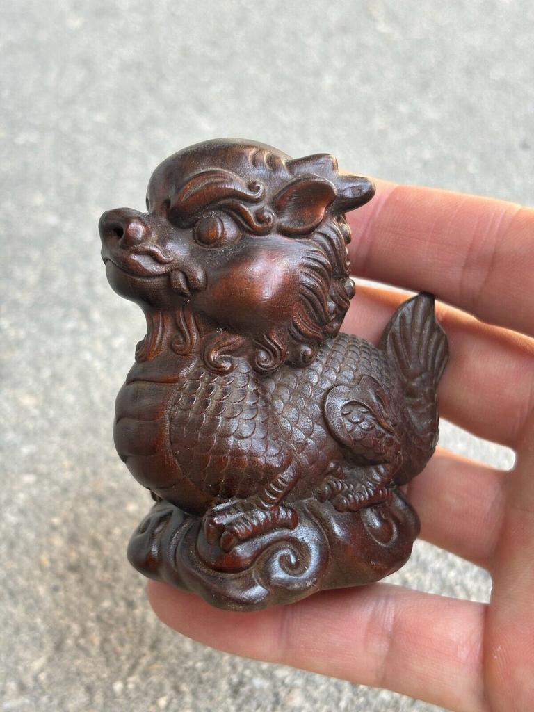 Chinese Dragon Statue Loong Animal Figurine Wooden Christmas Ornament Home Decor