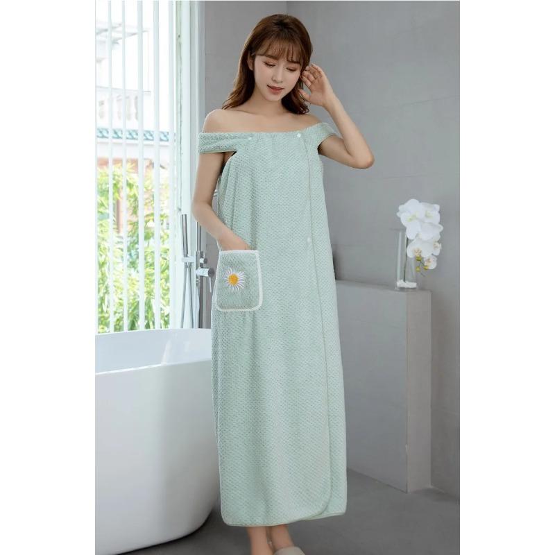 Мягкие впитывающие большие банные полотенца для тела, коралловые бархатные банные полотенца, модные женские носимые быстросохнущие пляжные спа-халаты, банная юбка