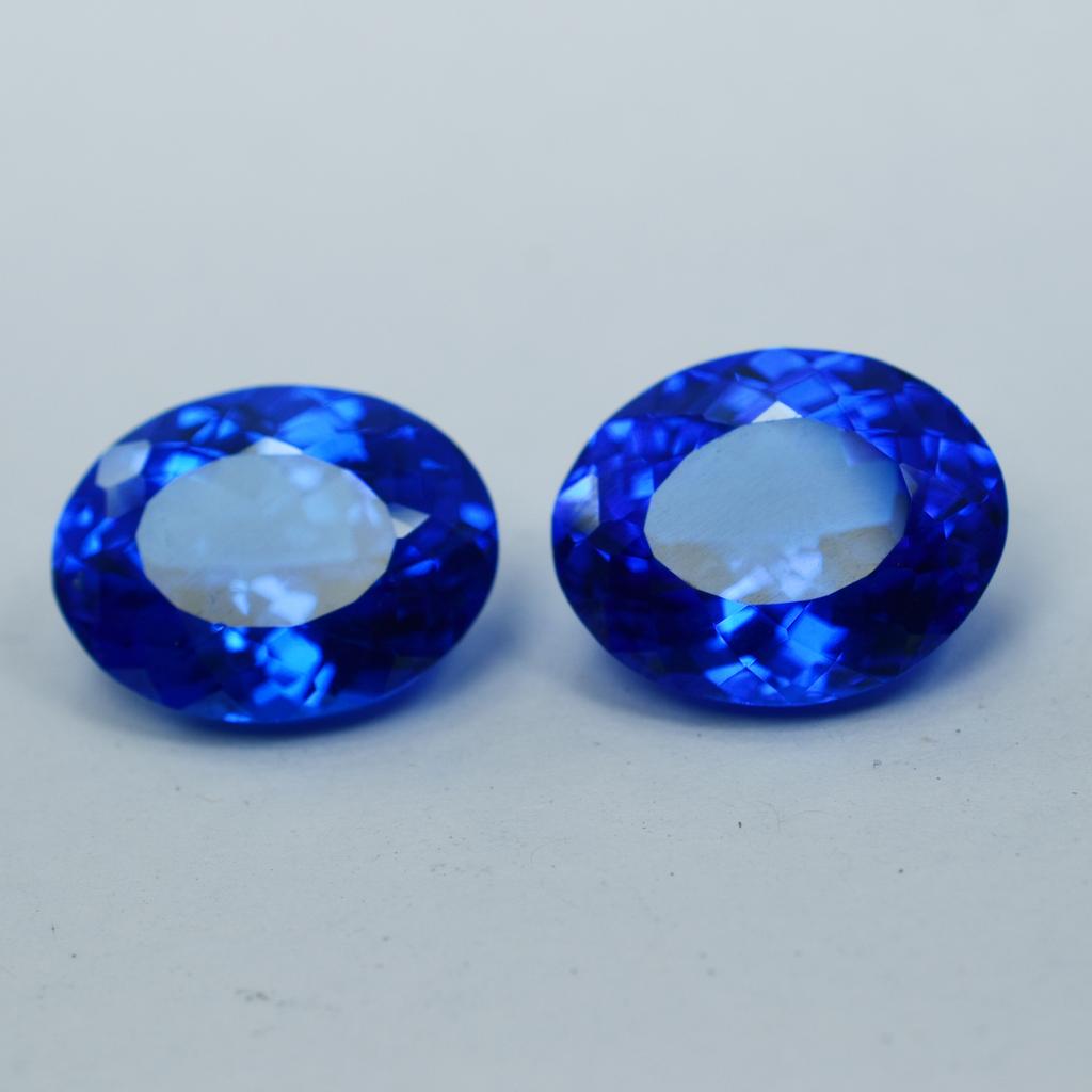 Natural Blue Tanzanite Loose Gemstone 25.90 ct Oval Shape Pair for Jewelry Making and Crafts