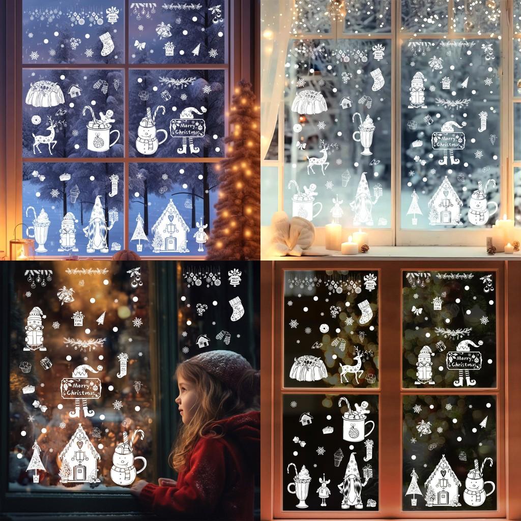 Наклейка на окно «Снежинка и олень», статическая ПВХ-наклейка на стекло для декора, Рождество