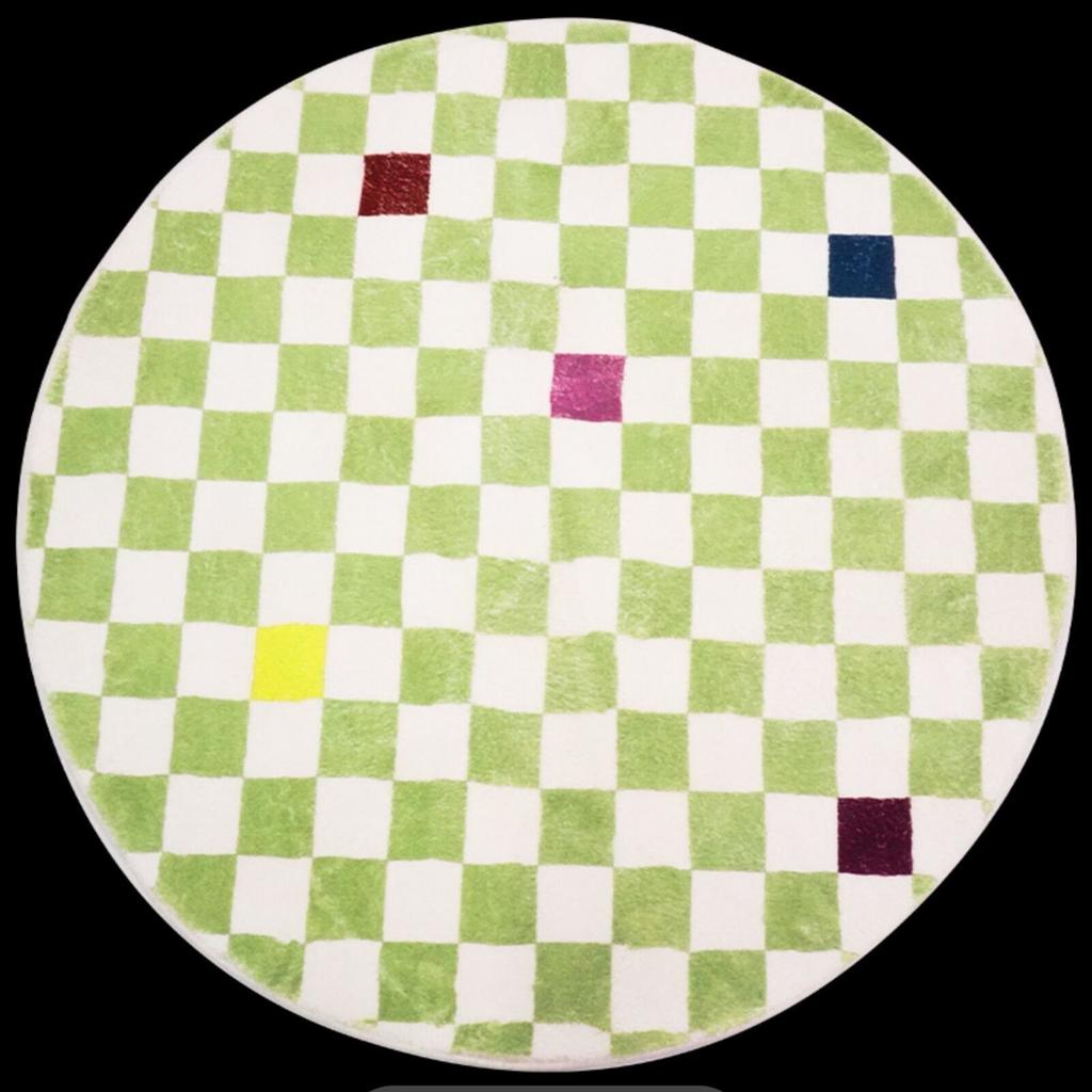 Круглый ковер в клетку, комод, утолщенный ковер, домашняя гостиная, спальня, прикроватный, ковры большой площади, пушистый, мягкий, нескользящий коврик