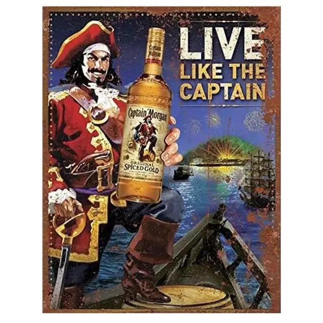 Винтажная металлическая жестяная табличка Captain Morgan Ретро настенный декор для бара, мужской пещеры, гаража Железный постер, табличка xсм