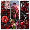 Чехол для телефона для Xiaomi Poco X6 X5 X4 Pro 5G X3 NFC F5 F4 M5 M4 M3 F3 GT C51 C50 C55 Мягкий черный чехол Красивые цветы красной розы
