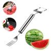 2-In-1 Watermelon Fork Slicer Stainless Steel Fruit Cutter Portable Compact Fruit