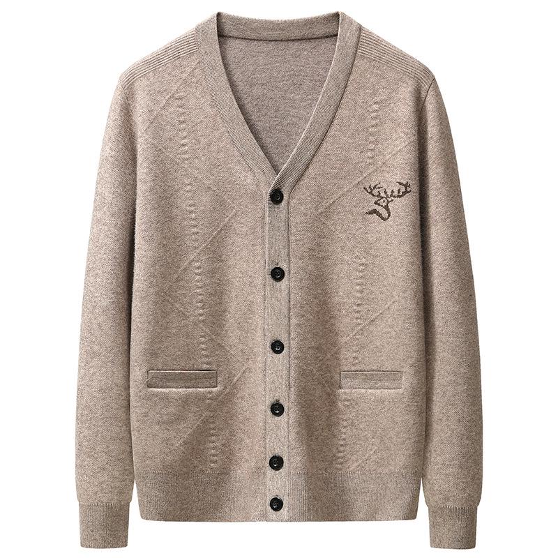 Бренд 2025 Мужской Толстый Теплый Вязаный Однобортный Кардиган - Осень/Зима
