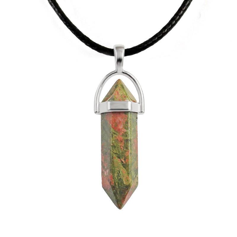 Красивое ожерелье из натурального кристалла с уникальным шестиугольным кулоном для исцеления