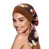 Flower Print Long Tail Head Wraps Elastic Fabric Chemo Beanies Cap New Elastic Hijab Hat  For Women