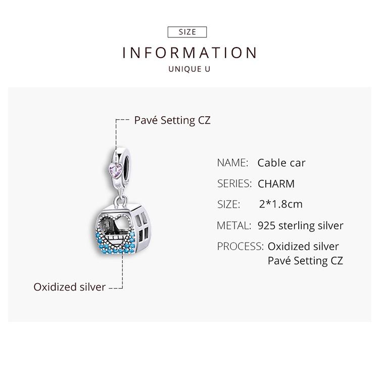 BAMOER 925 Sterling Silver Traveling Series Shine Cubic Zirconia Cute Pink Car & Windmill House Love & Heart Cable Car Charm Beads