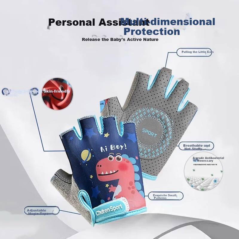 Ousen Children's Cycling Gloves, Sports Non-Slip, Single Bar Climbing, Rock Climbing, Outdoor Bicycle Sports, Boys And Girls Half-Finger Cartoo