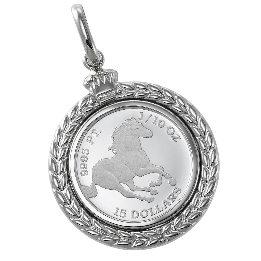Pt999 Pure Platinum Coin Pendant Top Tuvalu Horse Pt850 Design Frame Engraved [Speranza] 1/10oz No.10