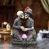 Solar Skeleton Couple Ornament Halloween Decoration Luminous Skeleton, Gothic Lovers Romantic Purple Light Couple Statue,