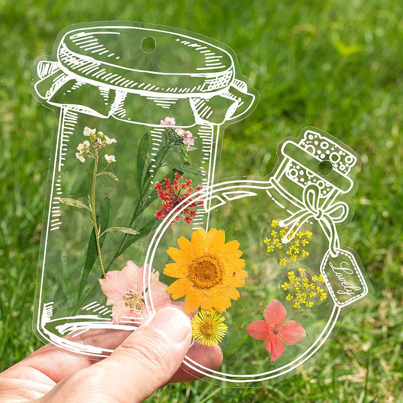 Dried Flower Bookmark Handmade DIY Transparent Small Bottle Sticker