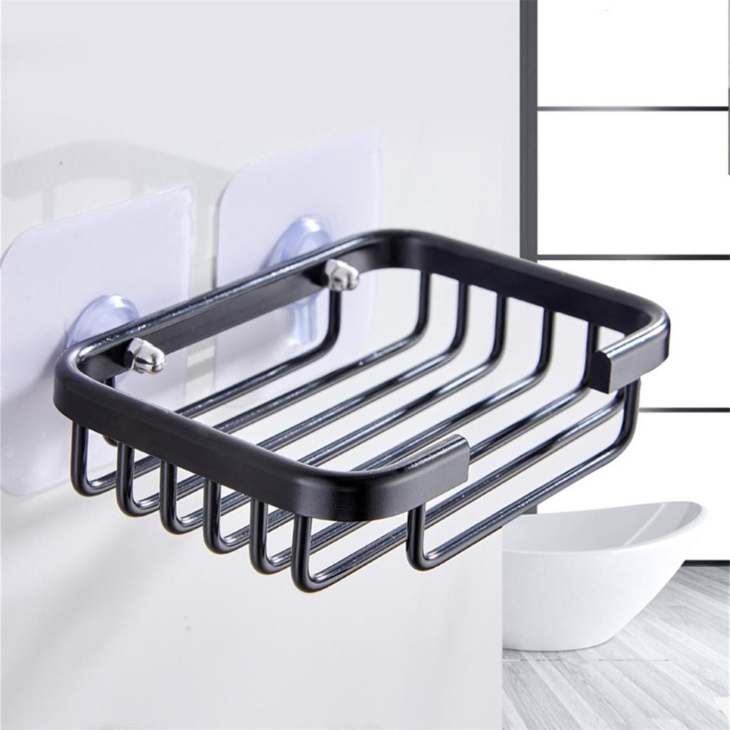 Suction Wall Type Black Non-marking Draining Bathroom Non-perforated Soap Holder