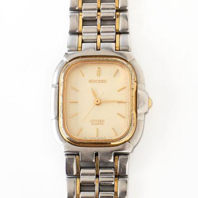 Б/у Красивые часы CITIZEN EXCEED 2930-294858 Рабочее состояние Серебристый x Золотой