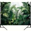 2D Jungle Plant 2D Flat Banner with Banana Leaves Photo Background