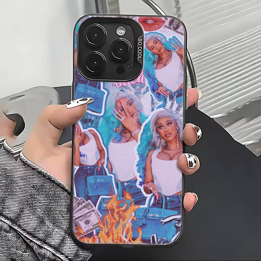 Чехол для телефона в стиле Хип-хоп C-Cardi B для iPhone 17,16,15,14,13,12,11 Plus,Pro Max,XS, Цветной Серебристый Черный Чехол
