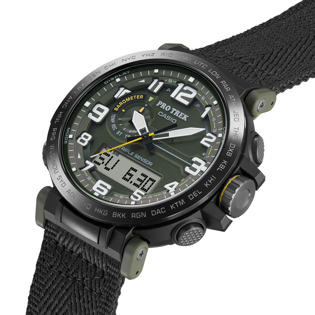 Casio Мужские цифровые кварцевые часы с будильником, водонепроницаемые до 100 м, из нержавеющей стали PRG-601YB-3