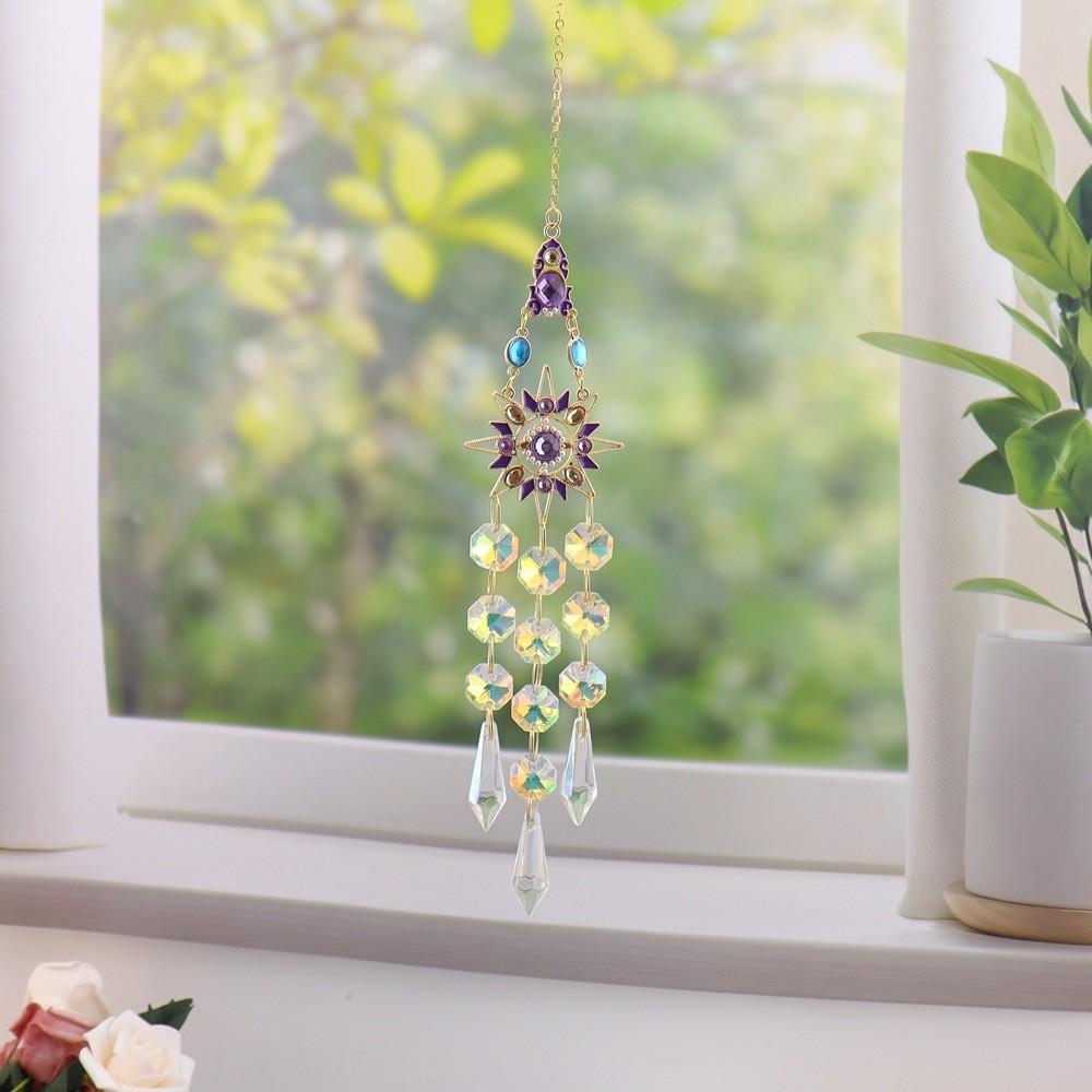 Decorative Agate Hanging Pendant With Colorful Diamonds Sun Butterfly Moon Star For Gift Giving And Holiday Decor