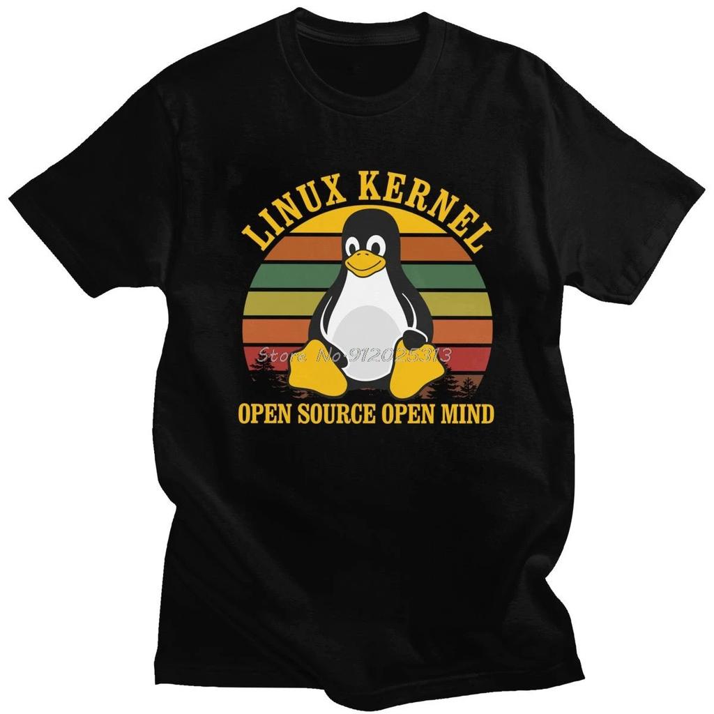 Смешная ретро футболка Linux для мужчин с короткими рукавами Пингвин Программист Футболка Программирование Кодер Футболка Одежда Подарок