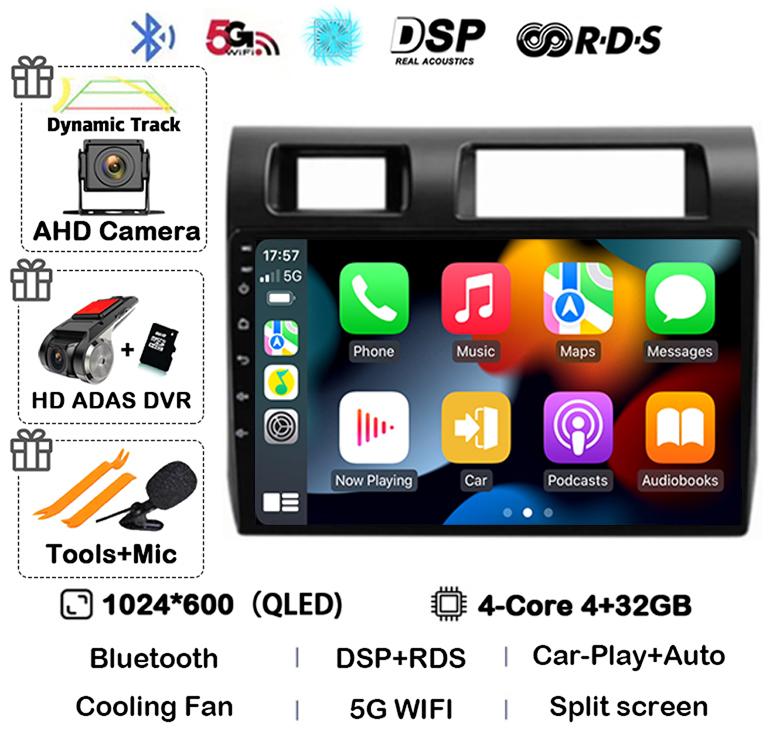 Android 14 Carplay Автомагнитола для Toyota Pickup Land Cruiser LC 70 79 Series 2007-2020 Мультимедийный Видеоплеер GPS Стерео BT