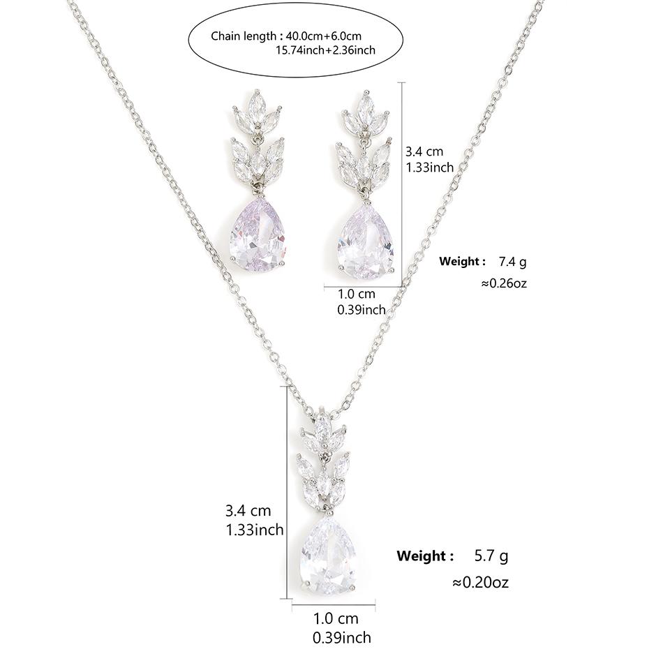 ZAKOL Luxury Marquise CZ Jewelry Set For Women Elegant Teardrop Crystal Dangle Earrings Bridal Wedding Party Jewelry Accessories