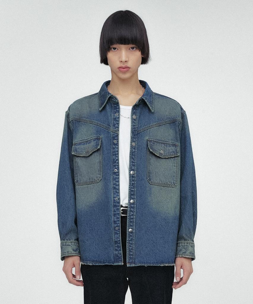 Джинсовая куртка-рубашка Minav с эффектом stonewash [Ржаво-синий]
