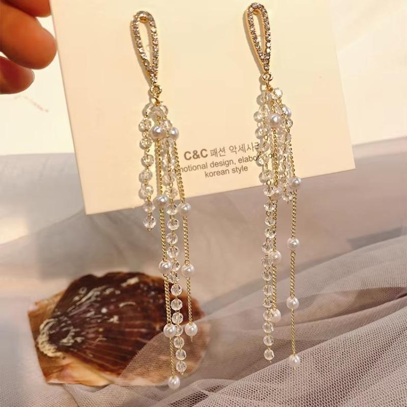 Ersatile Long Style Tassel Earrings Female South Korea East Gate Design Sense Net Red Versatile Ea