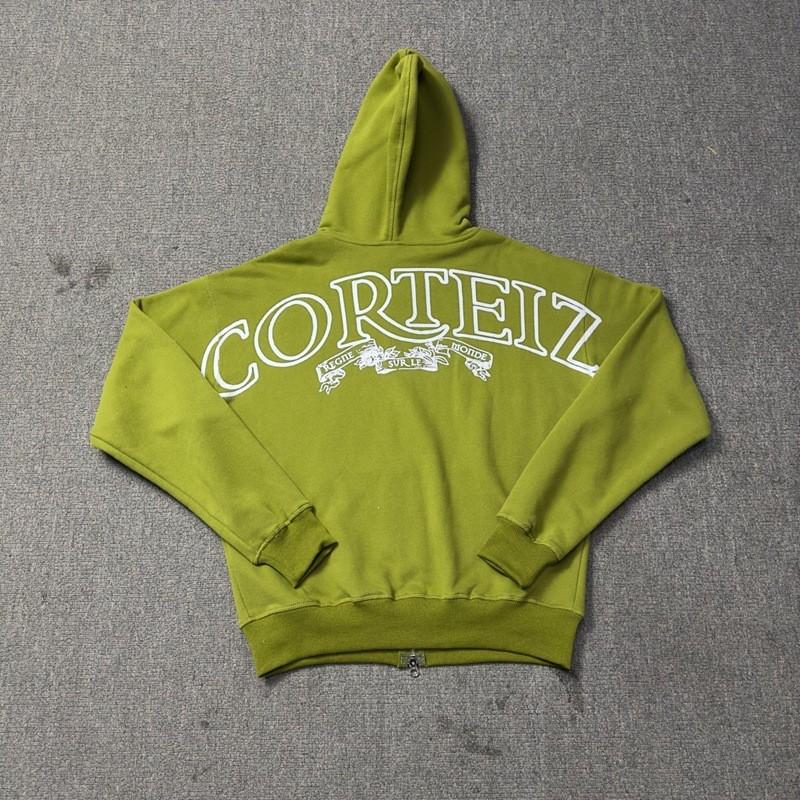 Corteiz Alcatraz Retro Print Hooded Sweatshirt Pants Set Men Loose Fit Streetwear