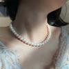 Women Necklace Warm White Pearl Necklace 7-8mm For Birthday Christmas Halloween Gifts 45cm