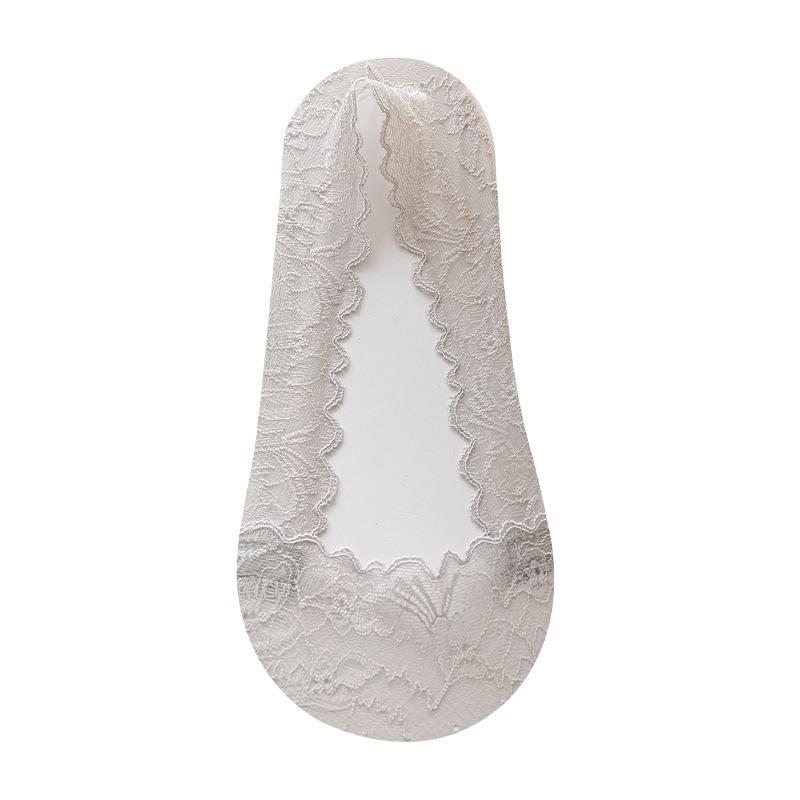 Носки-следки с низким вырезом, Женские Дышащие из ледяного шелка, Без запаха, Не сползающие с пятки Кружевные носки-невидимки, Антибактериальные женские носки