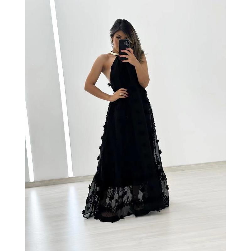 Женские темпераментные тонкие стереоплатья без рукавов с висячим вырезом