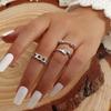 Высококлассная женская мода Необычный набор колец на пальцы с плиссированной текстурой