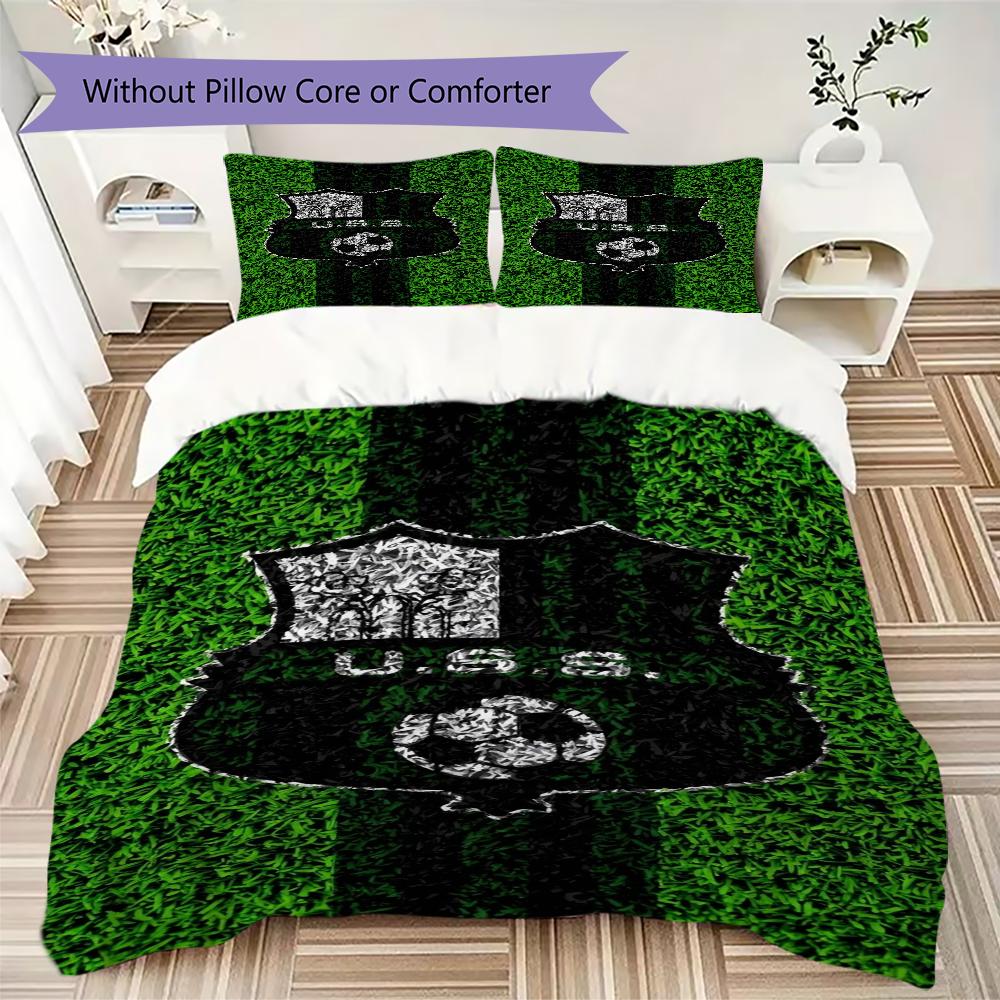 U.S. Sassuolo Calcio Pattern Bedding uilt Set uilt Cover Pillowcase Home Decoration Birthday Gift (1 * duvet cover + 2 * pillowcase without core)