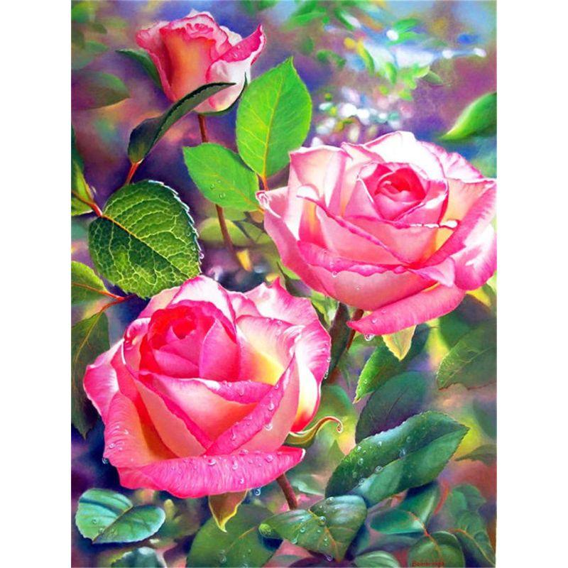 Diy Diamond Flower 5d Painting Vase Cross Stitch Kit Diamond Embroidery Rose Rhinestone Mosaic Art Picture Home Decoration Gift