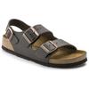 Birkenstock Миланская кожа Мягкие Удобные Прочные Толстая подошва Металлическая пряжка Пляжные сандалии Сандалии унисекс Темно-коричневые 0034101