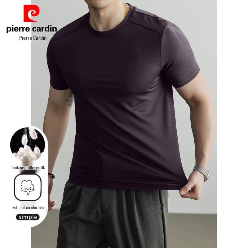 Pierre Cardin Мужская футболка с коротким рукавом, круглым вырезом, из смесовой ткани льна и шелка